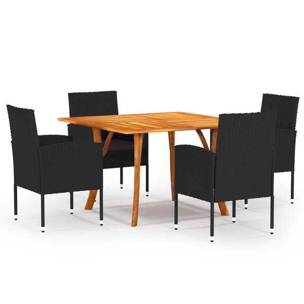 vidaXL Garden Dining Set Dark Black Solid Acacia wood Medium Seats Many