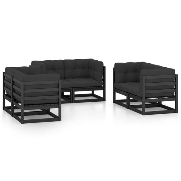 vidaXL Garden Lounge Set Black, Anthracite