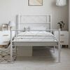 vidaXL Metal Bed Frame White Powder-Coated Steel Twin Metal Bed Frame