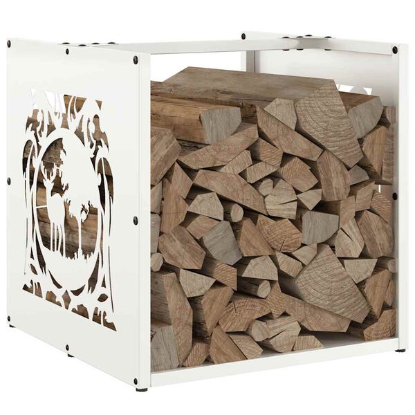 vidaXL Firewood Rack White 15.7x15.7x15.7" Cold-rolled steel