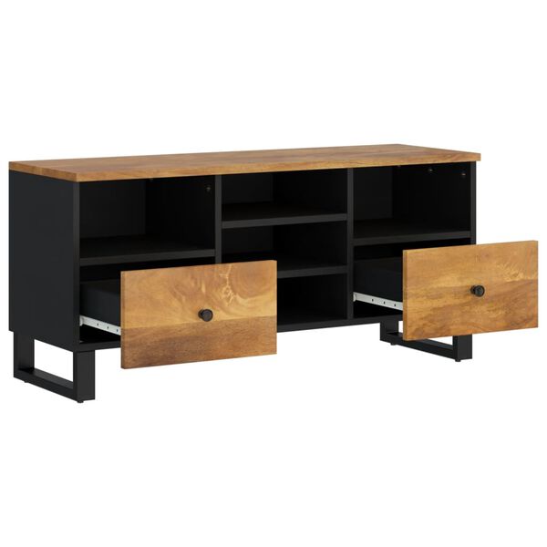 vidaXL TV Cabinet Honey brown, Black Solid mango wood, Engineered wood, Iron