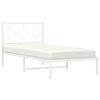 vidaXL Bed Frame White Powder-coated steel Twin Bed Frame Rectangular