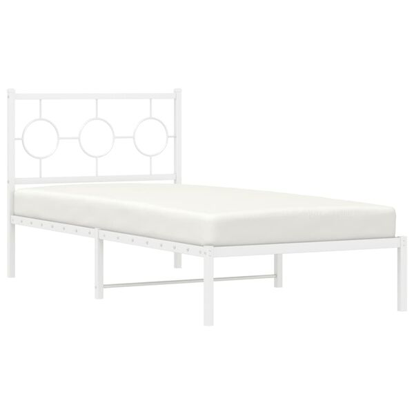 vidaXL Bed Frame White Powder-coated steel Twin Bed Frame Rectangular