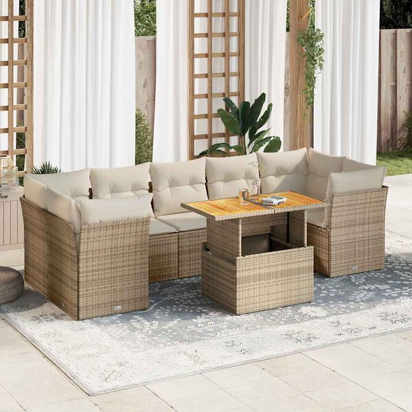 vidaXL Garden Sofa Set Beige, Cream White