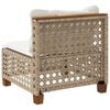 vidaXL Patio Sofa Armless with Cushions Beige Poly Rattan