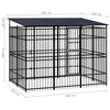 vidaXL Dog Kennel Black Powder-coated steel Large Durable Dog Kennel