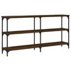 vidaXL Console Table Brown Oak Engineered Wood, Metal Narrow Large