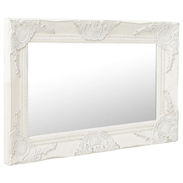 vidaXL Wall Mirror White Wood, Glass, Engineered Wood 23.6 x 15.7 in