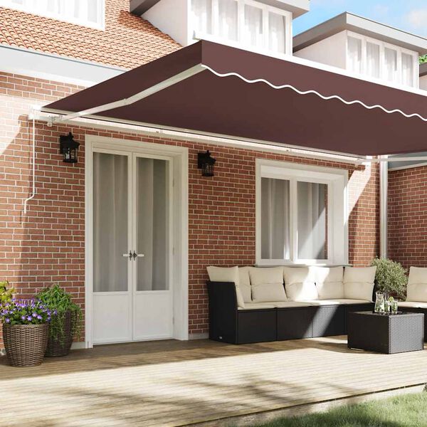 vidaXL Manual Retractable Awning Brown 196.9"x118.1"