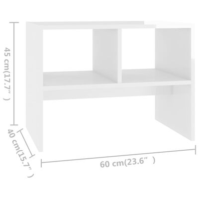 vidaXL Side Table High Gloss White 24"x16"x18" Chipboard