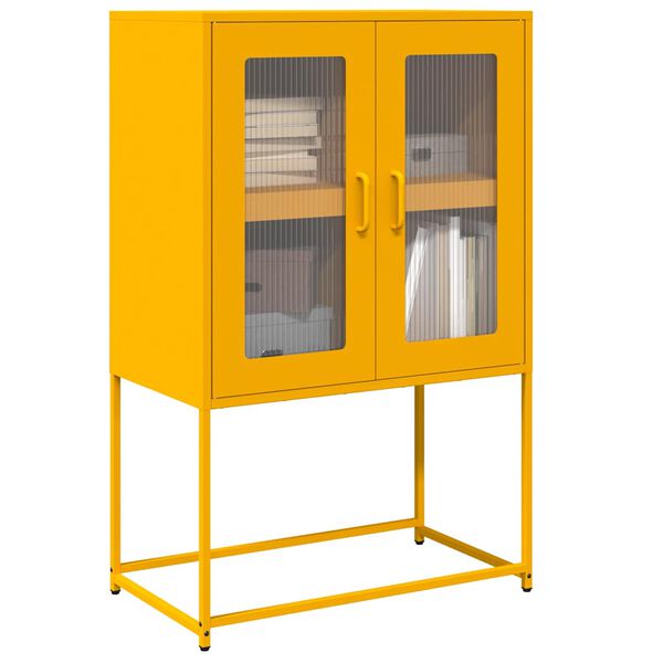 vidaXL Highboard Mustard Yellow Cold-rolled Steel Medium Highboard