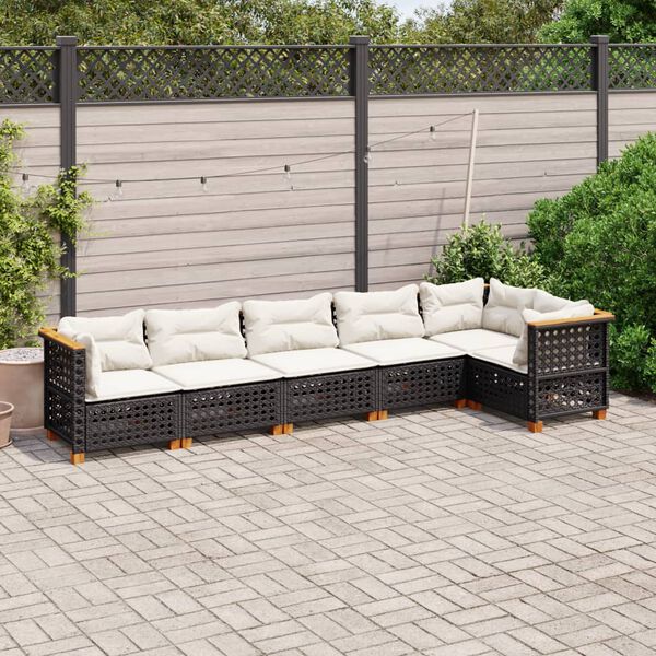 vidaXL Garden Sofa Set Black, Cream White