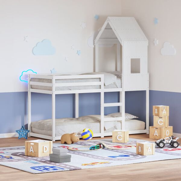 vidaXL Kid's Bed Roof White Solid pine wood 23.6 x 39.0 x 54.9 in