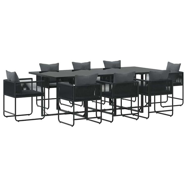 vidaXL Garden Dining Set 9 pcs Black Steel