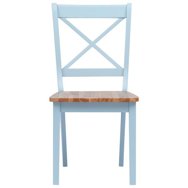 vidaXL Dining Chair Set of 2 Grey and Natural Solid Rubber Wood Standard