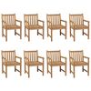 vidaXL Patio Chair Set of 8 Natural Teak Solid Teak Wood Standard
