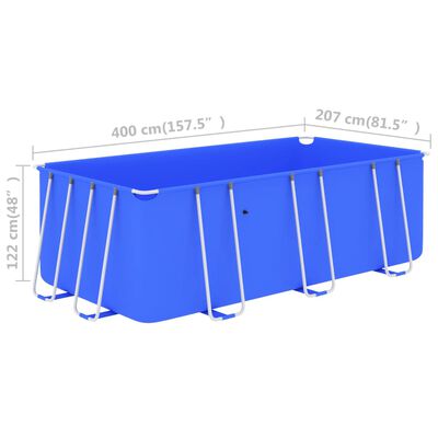 vidaXL Swimming Pool with Steel Frame 157.5"x106.3"x48" Blue
