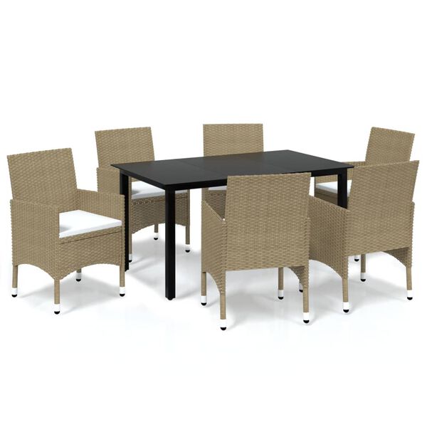 vidaXL Dining Set Beige, Cream White, Black