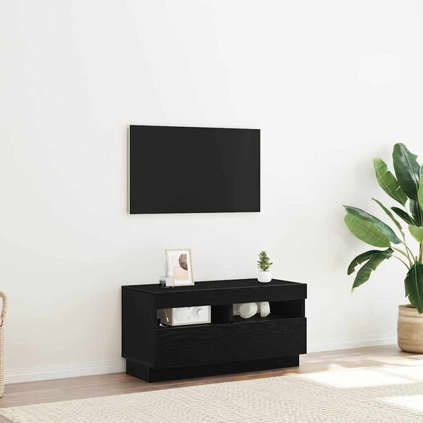 vidaXL TV Cabinet Black Oak 31.50 x 13.78 x 15.75 in Engineered Wood