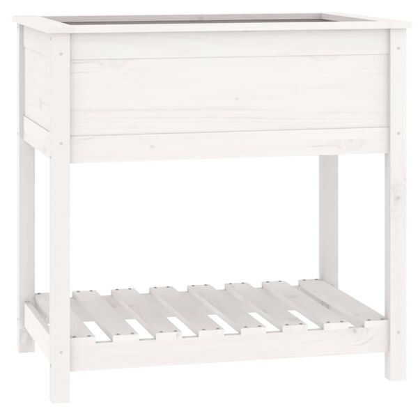 vidaXL Planter White Solid pine wood Medium Planter Rectangular