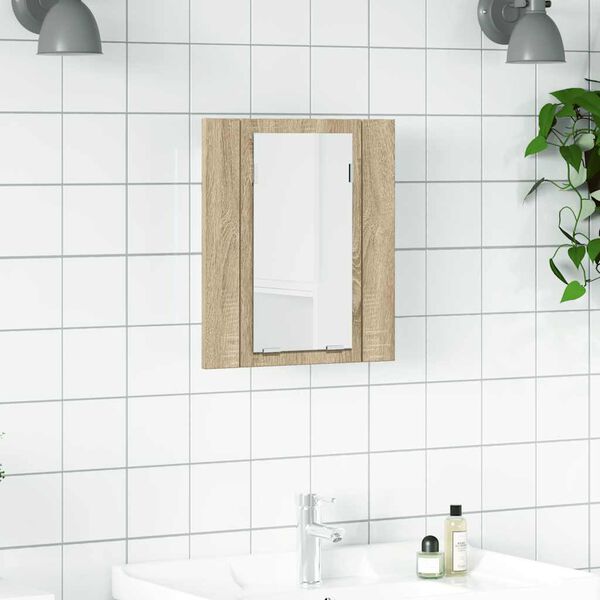 vidaXL Led Mirror Cabinet Sonoma oak Engineered wood, acrylic Medium