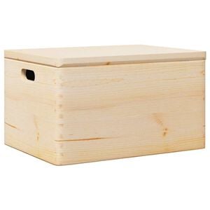 vidaXL Wooden Box Natural Solid pine wood Large Wooden Storage Box