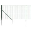 vidaXL Wire Mesh Fence with Spike Anchors Green 3.3x82.0'