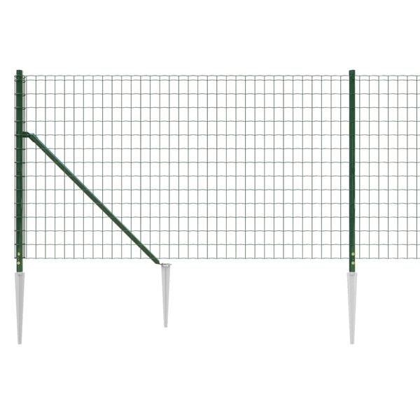 vidaXL Wire Mesh Fence with Spike Anchors Green 3.3x82.0'