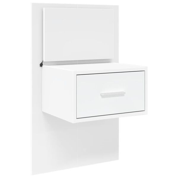 vidaXL Wall-mounted Bedside Cabinet White Engineered wood Medium
