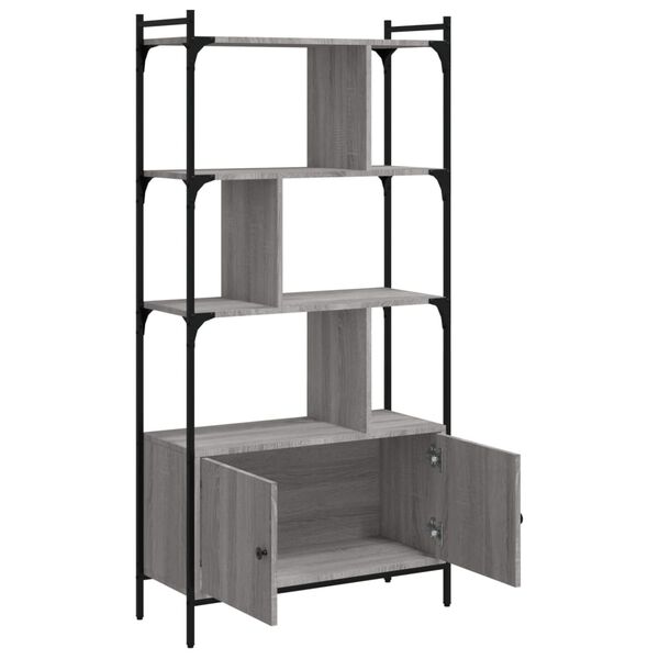 vidaXL Bookcase Grey Sonoma Engineered wood, Steel Tall Bookcase