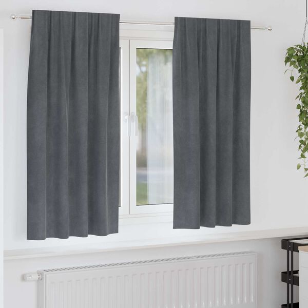 vidaXL Blackout Curtains 2 pcs Light Grey 55.12 x 68.90 in Velvet
