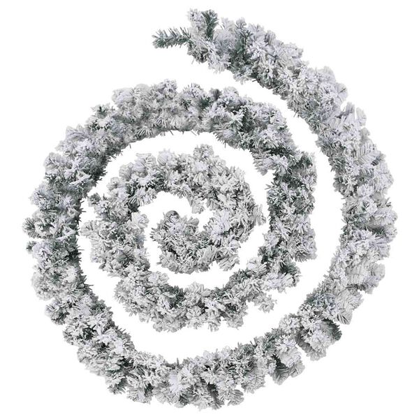 vidaXL Christmas Garland Green with flocked white snow PVC 65.6 ft