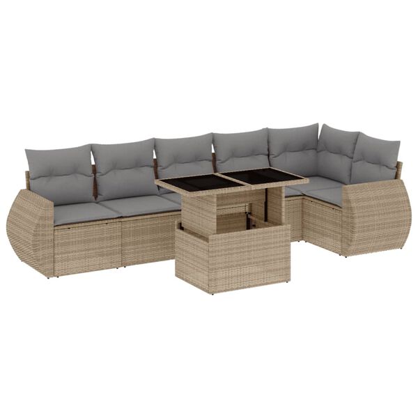 vidaXL Garden Sofa Set Beige PE Rattan Large Modular Garden Sofa Set