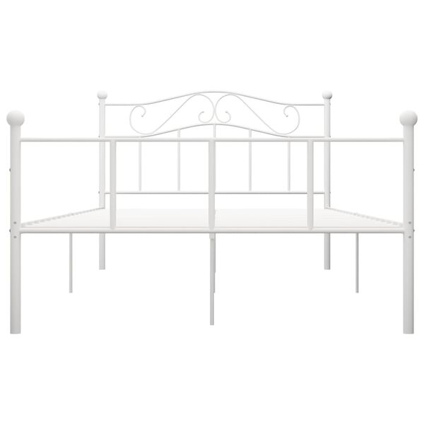 vidaXL Bed Frame White Metal 48x78.7 in Durable Bed Frame