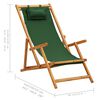 vidaXL Beach Chair Green Solid eucalyptus wood & fabric (100% polyester)