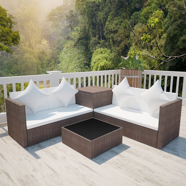 vidaXL Patio Furniture Brown Poly Rattan Standard Modular