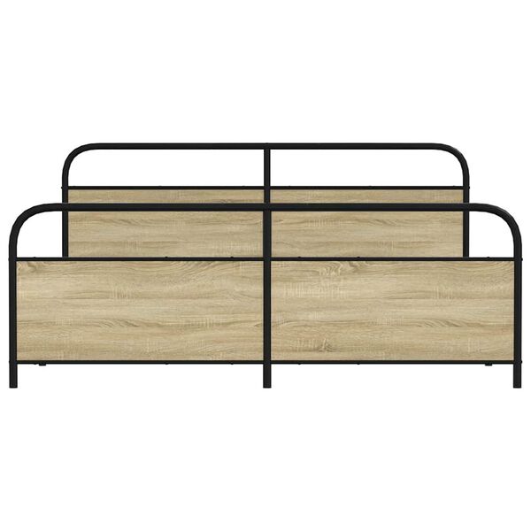 vidaXL Bed Frame Sonoma Oak Steel, Engineered wood Super King Bed Frame