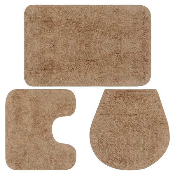 vidaXL Bath Mat Set Beige 100% Cotton 19.7 x 30.7 in Bath Mat Set