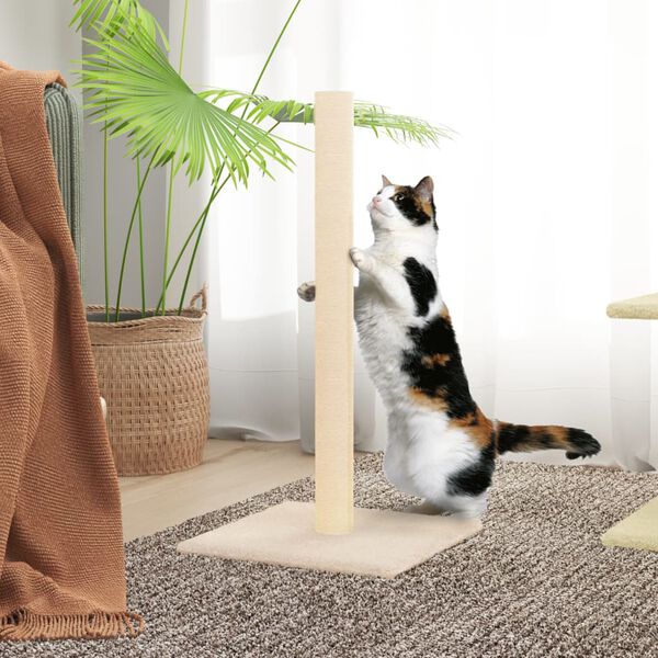 vidaXL Cat Scratching Post Cream Engineered Wood 27.6 in height Durable