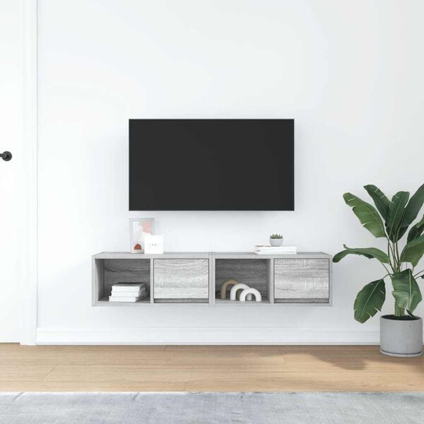 vidaXL TV Cabinet Set of 2 Grey Sonoma Engineered Wood 23.6x12.2x10.0 in