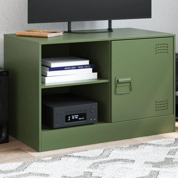 vidaXL TV Cabinet Olive Green Cold-Rolled Steel Medium TV Cabinet
