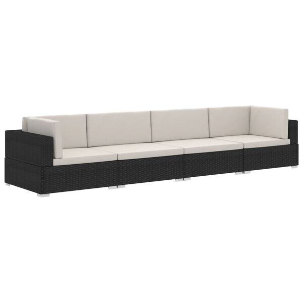vidaXL Patio Sofa Set Set of 4 Black, Cream White