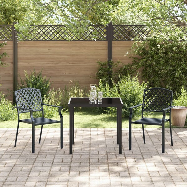 vidaXL Garden Dining Set 7 pcs Anthracite Powder-Coated Steel