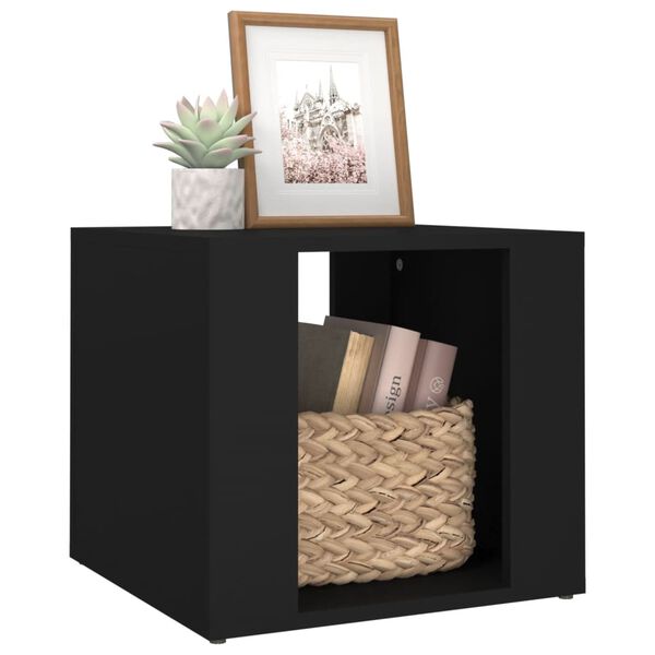 vidaXL Bedside Table Black Engineered wood 16.1x15.7x14.2 in