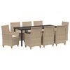 vidaXL Garden Dining Set 9 pcs Beige Poly Rattan