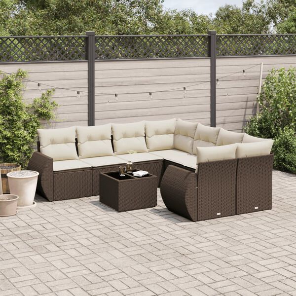 vidaXL Garden Sofa Set Brown, Cream White