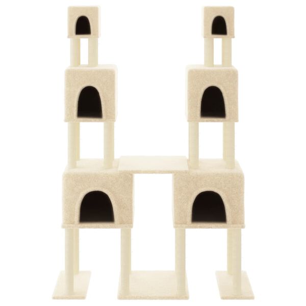 vidaXL Cat Tree Cream Engineered wood, plush, sisal Extra Tall Durable