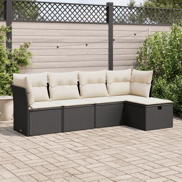 vidaXL Garden Sofa Set Black, Cream White