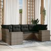 vidaXL Garden Sofa Set Grey PE Rattan, Powder-coated steel 6 Piece