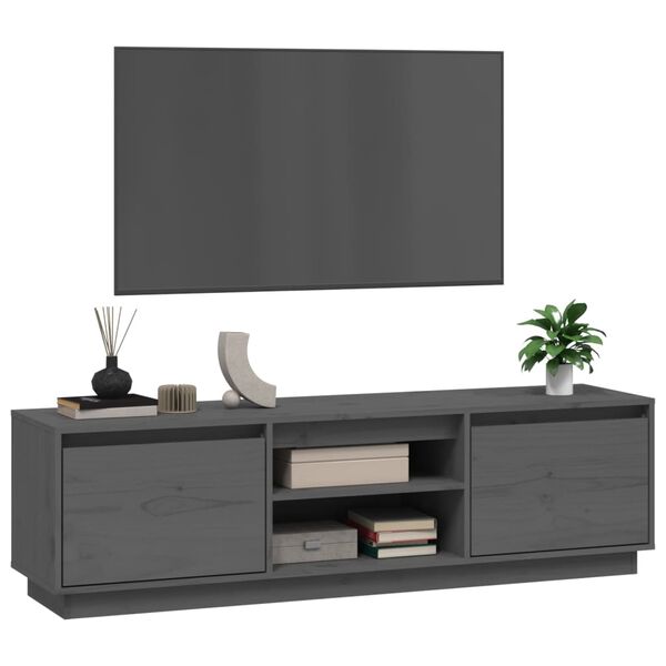 vidaXL TV Cabinet Grey Solid pine wood Medium TV Cabinet Rectangular
